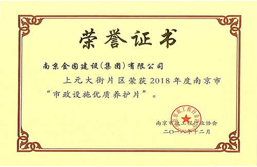 2018年度南京市“市政设施优质养护片”